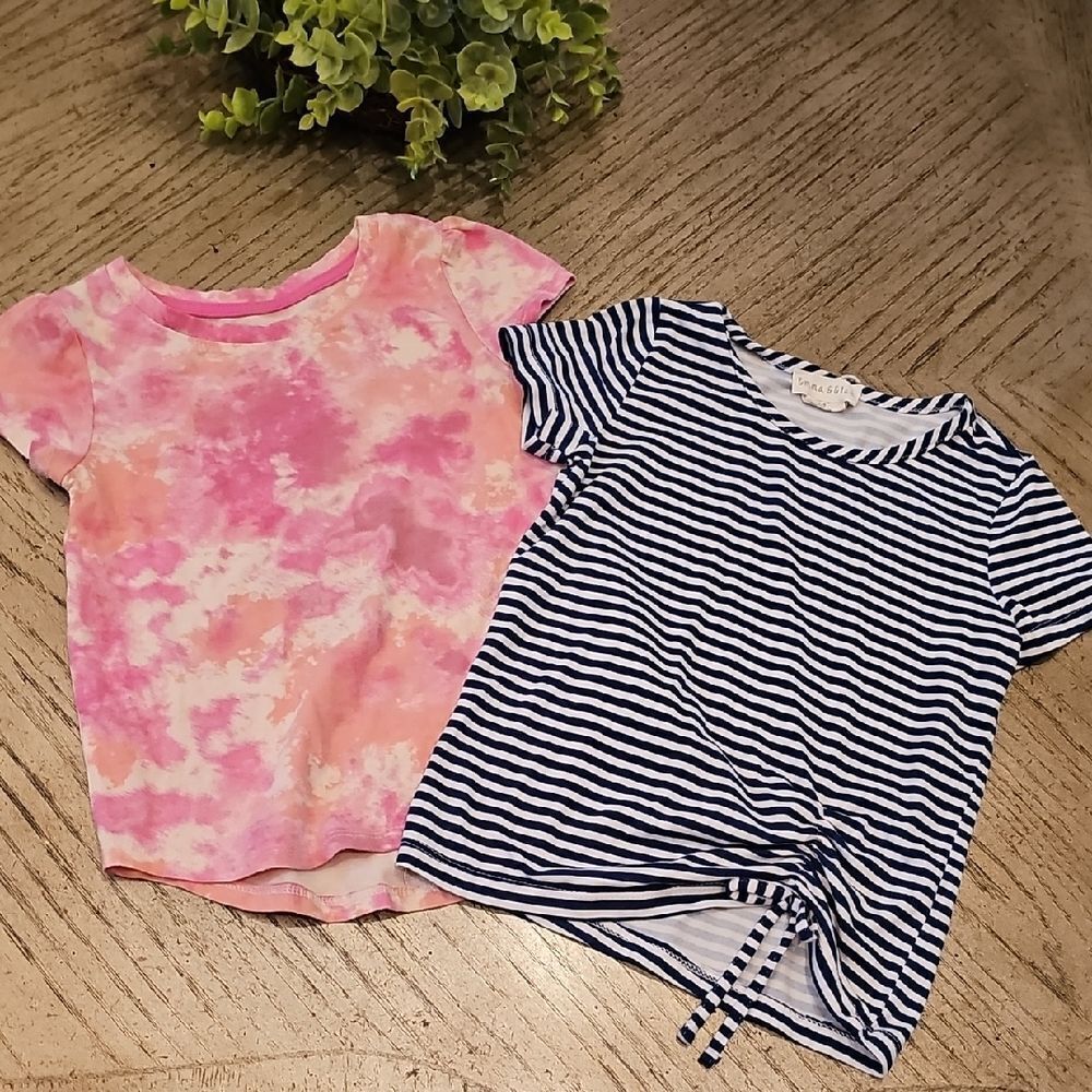 Pink Tie-Dye and Striped T-Shirt Bundle Size 5